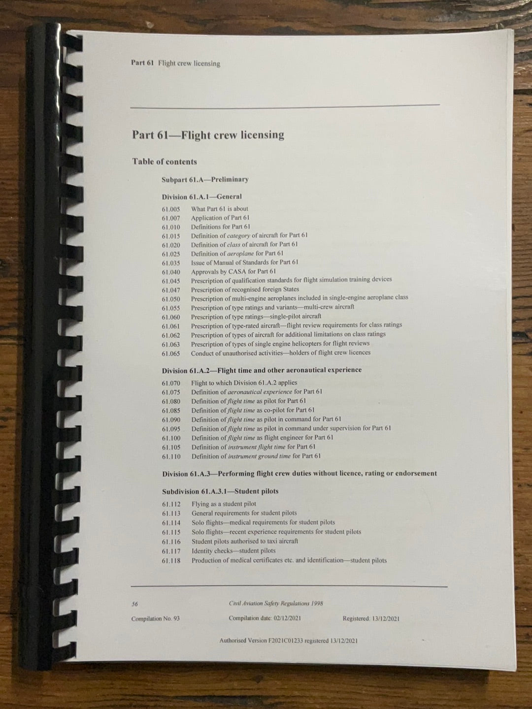 Part 61 CASR - FREE DOWNLOAD